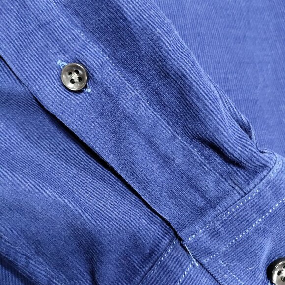 Ralph Lauren Black Label Tailored Fit Blue Corduroy Long Sleeve Shirt Men's 15 ½ - Picture 6 of 14